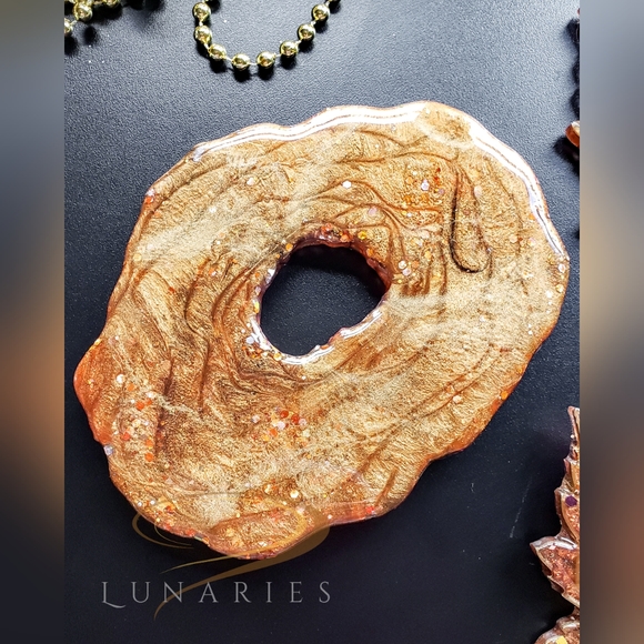 Candle Coaster, Resin Mini Geode, Brown - Picture 2 of 7